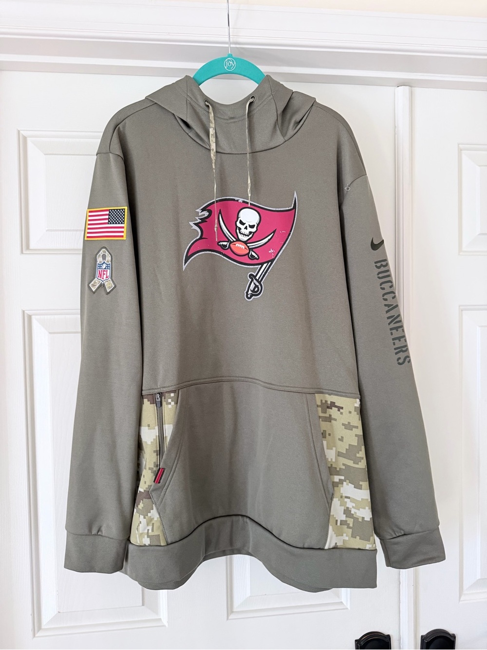 Nike Olive Green Tampa Bay Buccaneers Crewneck Hoodie with Camo Accents